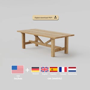 Stół skandynawski, plan DIY, pobieranie w formacie PDF, przyjazny dla początkujących, plany, wersja imperialna i metryczna