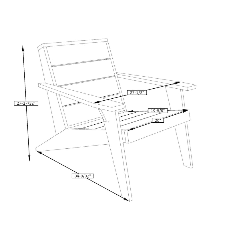 PDF-download, Modern Adirondack chair, DIY plan, beginner-friendly, blueprints, imperial and metric versions image 7