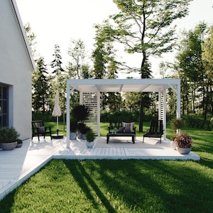 Pergola 10&#39;x13&#39; with screens, DIY plan, pdf download, beginner-friendly, blueprints, imperial and metric versions