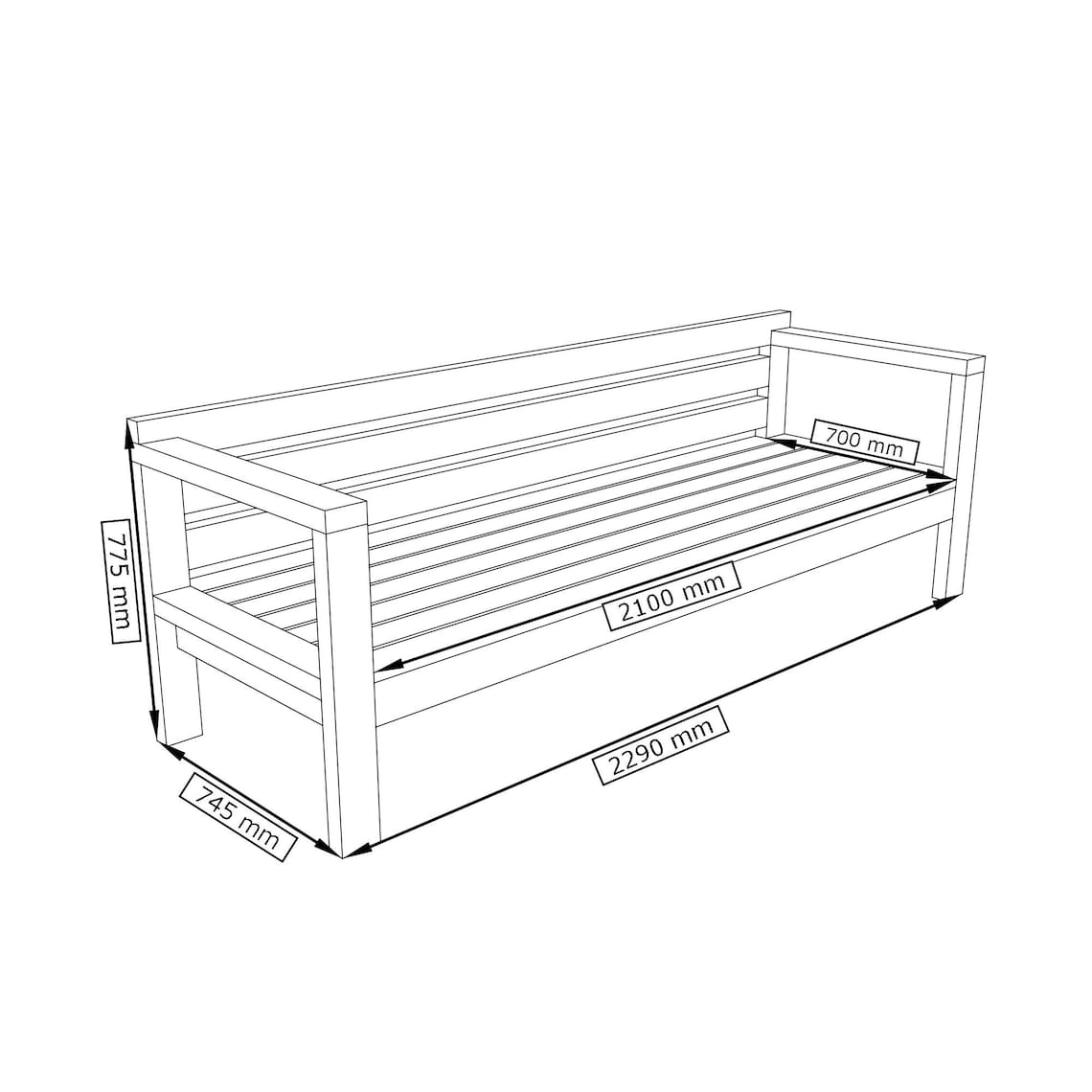 Build Plans Outdoor Couch DIY Sofa Metric Dimensions Etsy