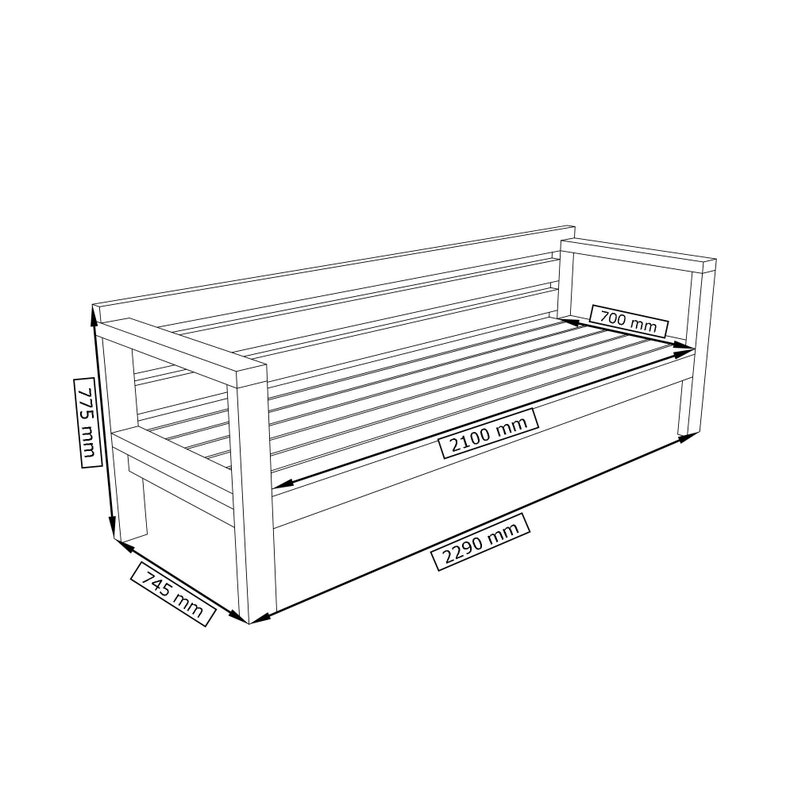 Build Plans Outdoor Couch DIY Sofa Metric Dimensions Etsy