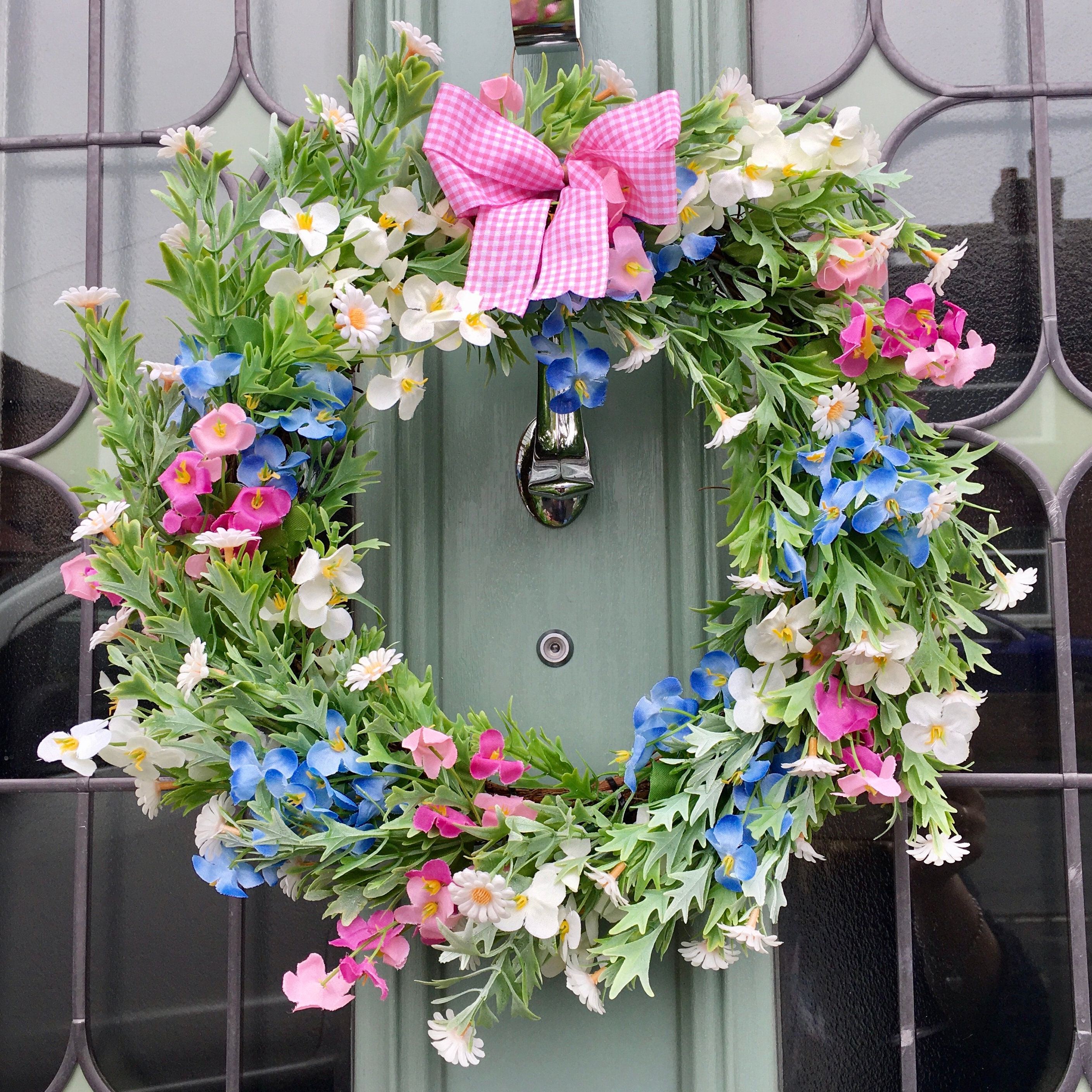 Delicate Floral Door Wreath Artificial Flowers Etsy