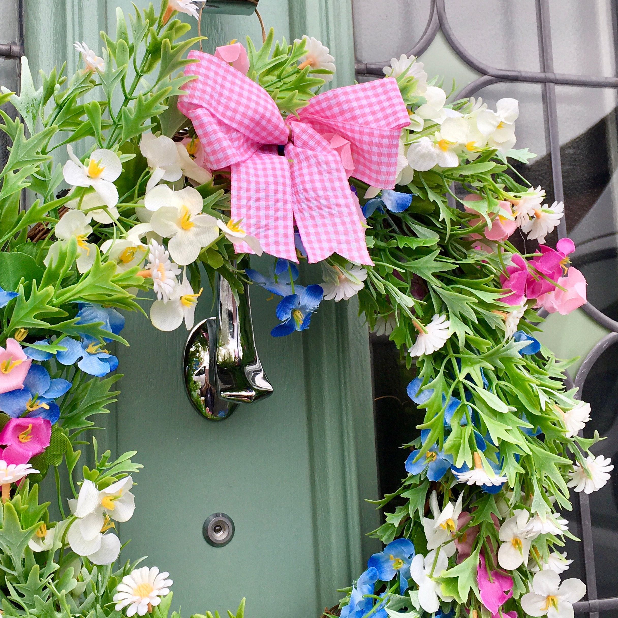 Delicate Floral Door Wreath Artificial Flowers Etsy