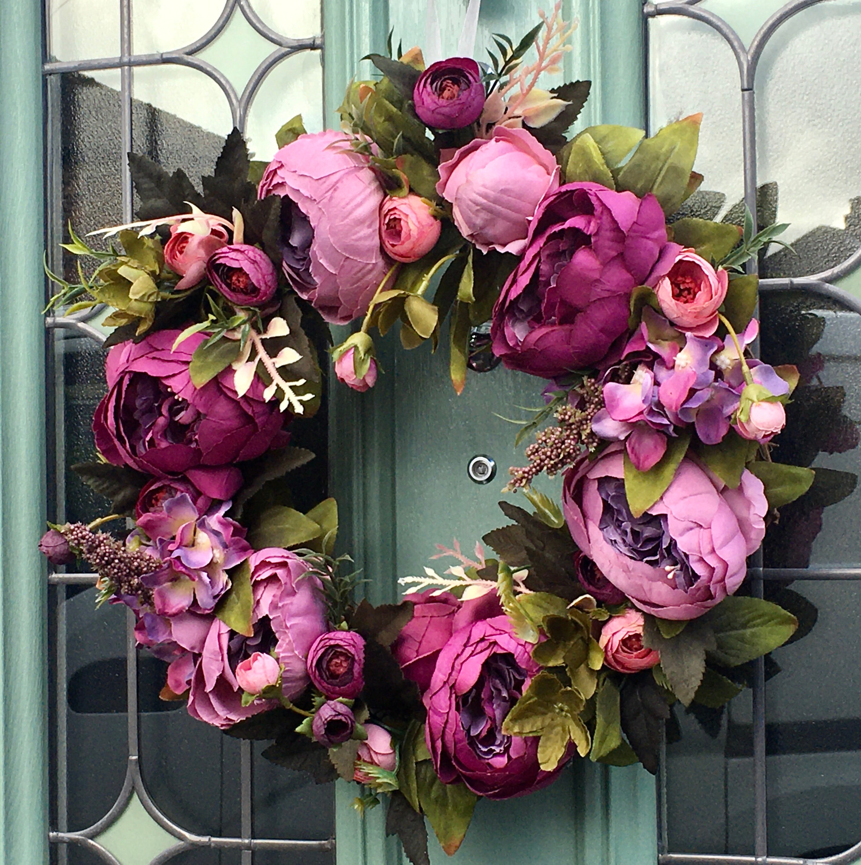 Stunning Burgundy Faux Flower Wreath Peony Hydrangea Etsy