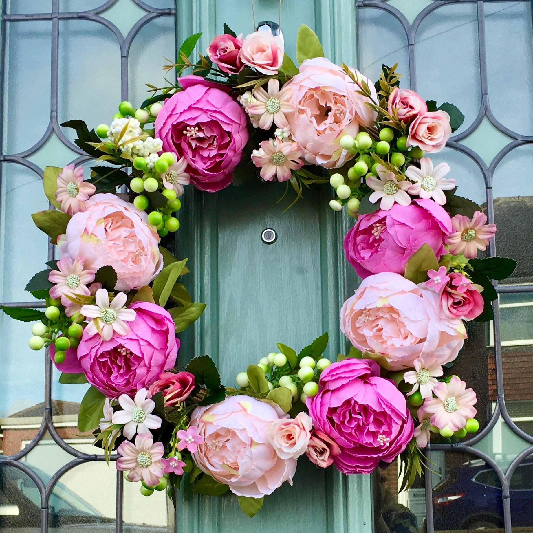 Pretty Peony Door Wreath Etsy