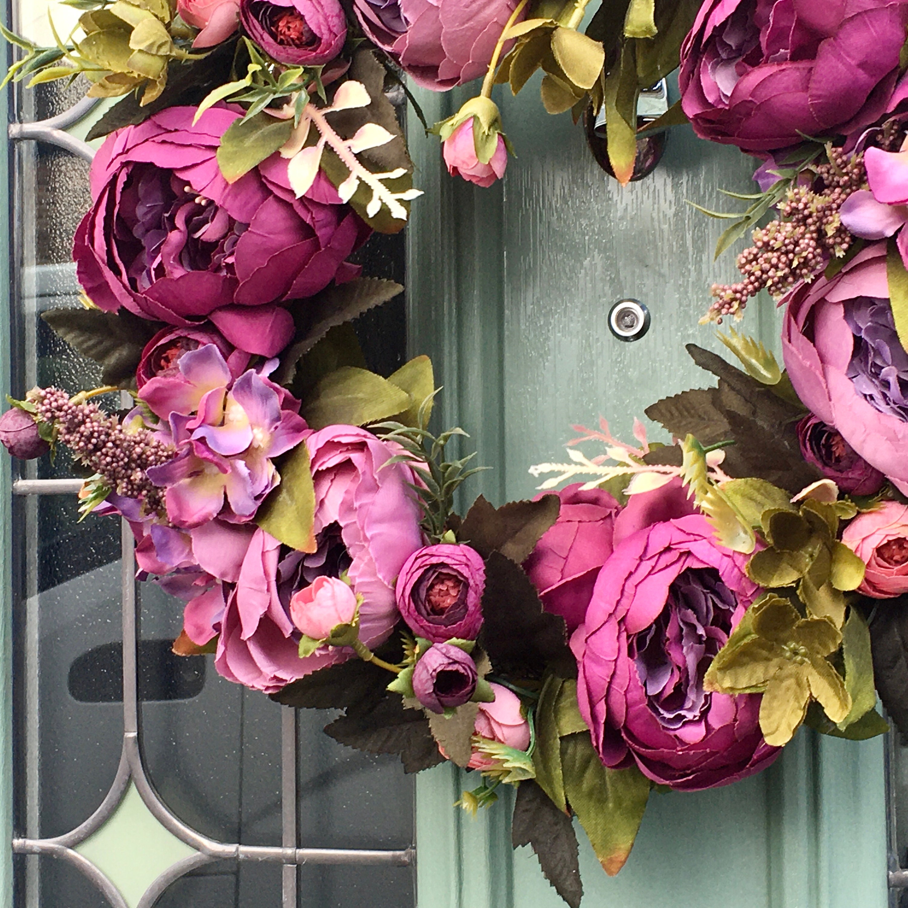 Stunning Burgundy Faux Flower Wreath Peony Hydrangea Etsy