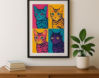 Printable Bengal Cat Art - A4 А3 Digital Download - Exotic Spotted Cat Portrait