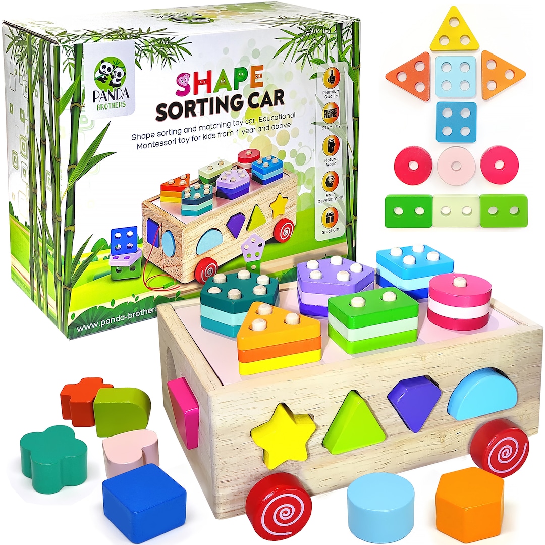 Wooden Shape Sorter Toy Wooden Montessori Toys for 3 4 5 Year Old Kids