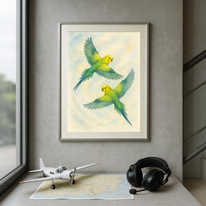 Druckbare Wellensittich Kunst - A4 А3 Digital Download - Lebendige Wellensittich Illustration