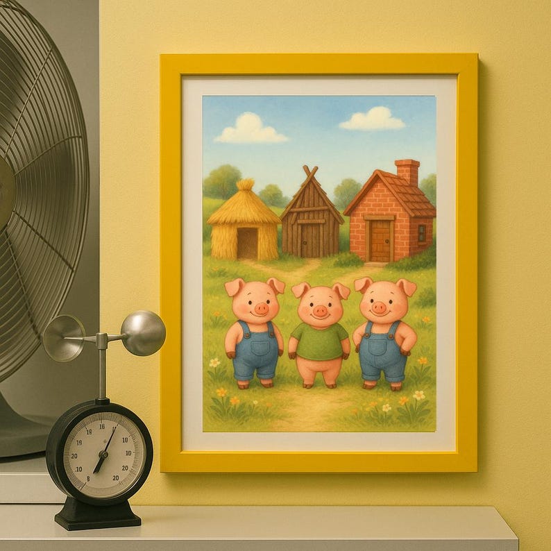 Printable Three Little Pigs Poster - А3 A4 Digital Download - Whimsical ...