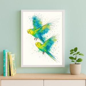 Druckbare Wellensittich Kunst - A4 А3 Digital Download - Lebendige Wellensittich Illustration