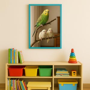 Druckbare Wellensittich Kunst - A4 А3 Digital Download - Lebendige Wellensittich Illustration