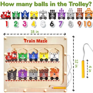 Labyrinthe magnétique de couleurs et de nombres, tableau d'apprentissage des couleurs pour enfants, Montessori en bois, jouets éducatifs, labyrinthe magnétique pour tout-petits 1 à 3 image 4