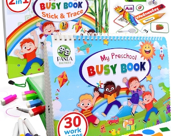 Montessori Toys Busy Book - Montessori Toys for 3 4 5 6 Year Old Kids, Learning Sensory Bin Toys, Waldorf Toys, STEM Toys