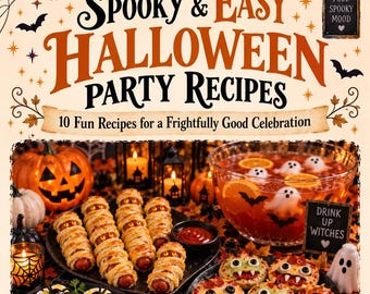 Halloween Party Recipes Printable, 10 Spooky Food Ideas, Halloween Recipe Book, Kids Party Food, Digital Download
