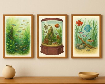 印刷可能な金魚鉢アート3ポスター - A4 A3デジタルダウンロード