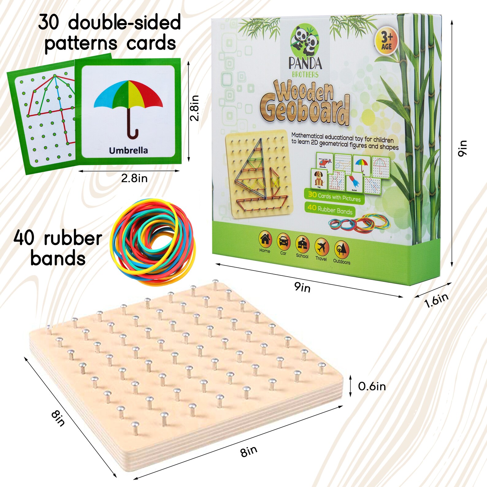 Hundred Geoboard, Montessori 100 Frame Kids Learning, Creating Materials, Pegboard With Rubber Bands, Wooden Toys For Toddlers