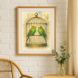 Druckbare Wellensittich Kunst - A4 А3 Digital Download - Lebendige Wellensittich Illustration