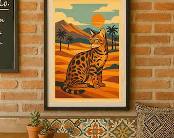Printable Bengal Cat Art - A4 А3 Digital Download - Exotic Spotted Cat Portrait