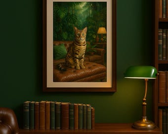 Printable Bengal Cat Art - A4 А3 Digital Download - Exotic Spotted Cat Portrait