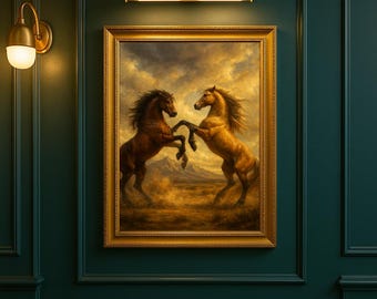 Printable American Quarter Horse Art - А3 A4 Digital Download - Wild West Wall Decor