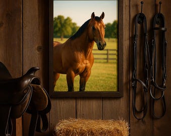 Printable American Quarter Horse Art - А3 A4 Digital Download - Wild West Wall Decor