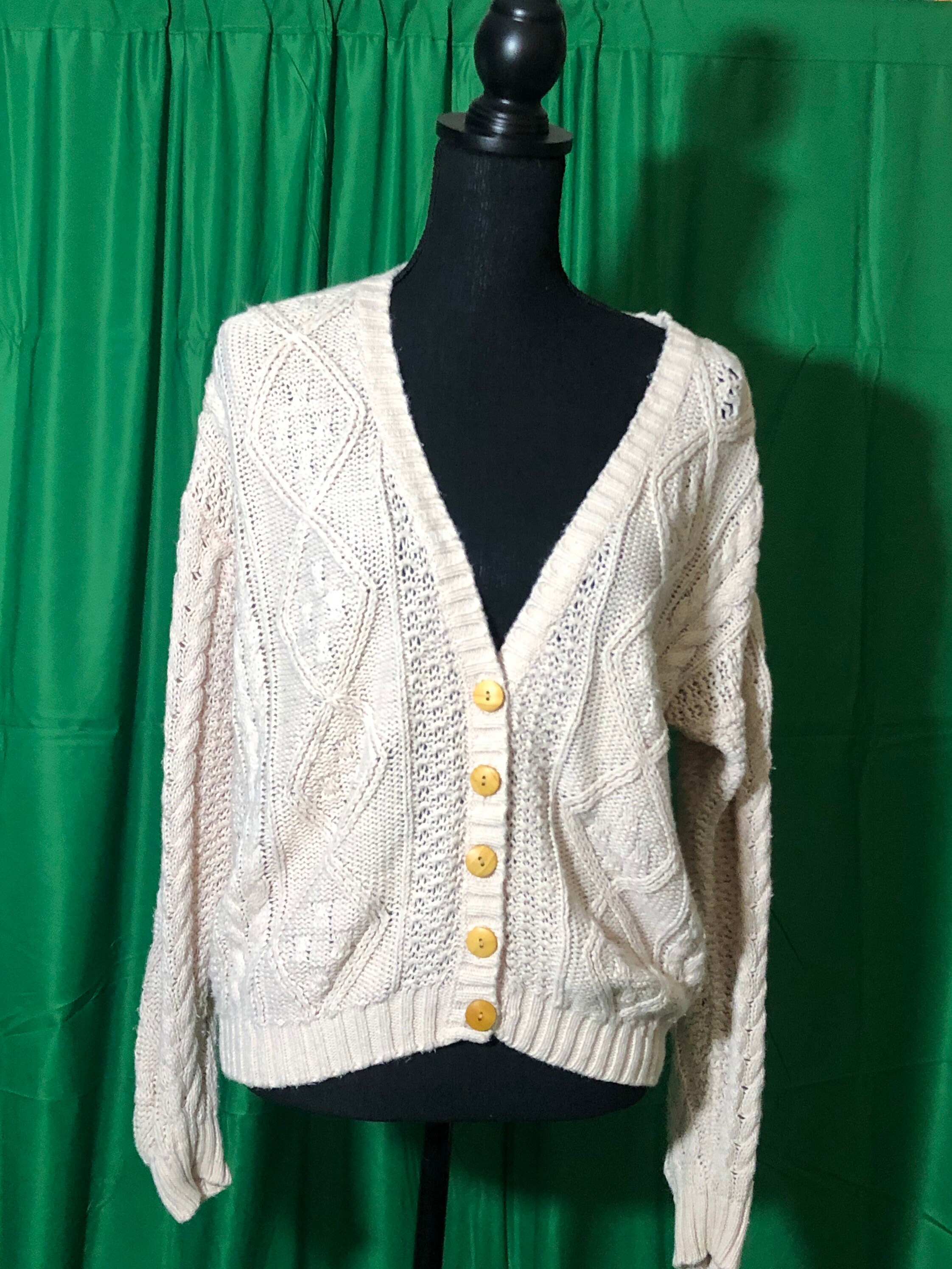 Pastel pink preppy vintage 80s cardigan Etsy