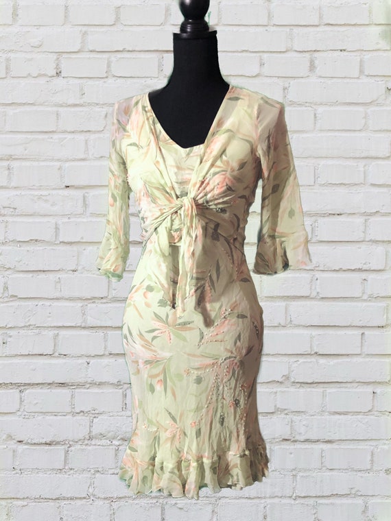 Vintage 80’s 100% silk floral spring dress