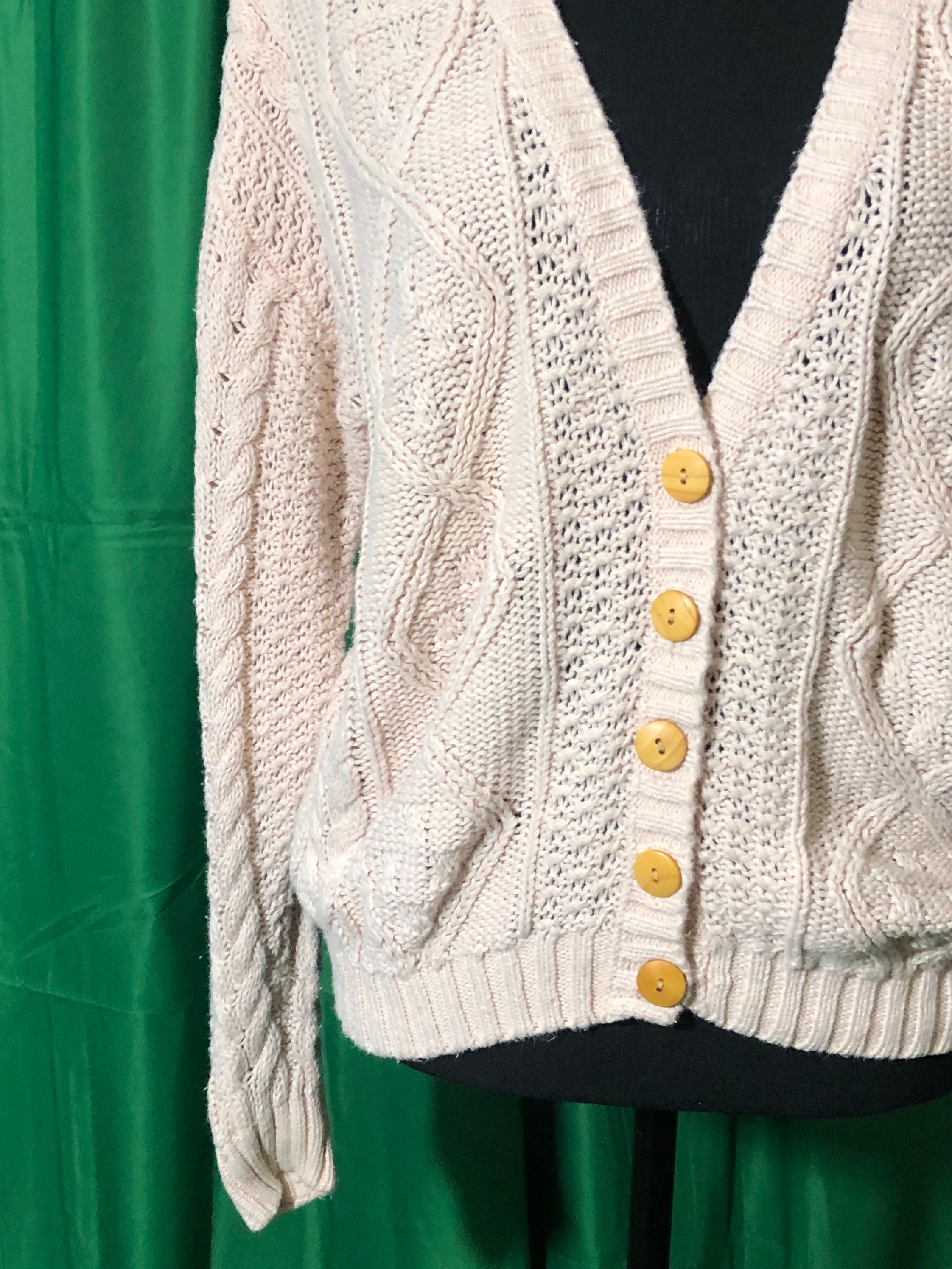 Pastel pink preppy vintage 80s cardigan Etsy