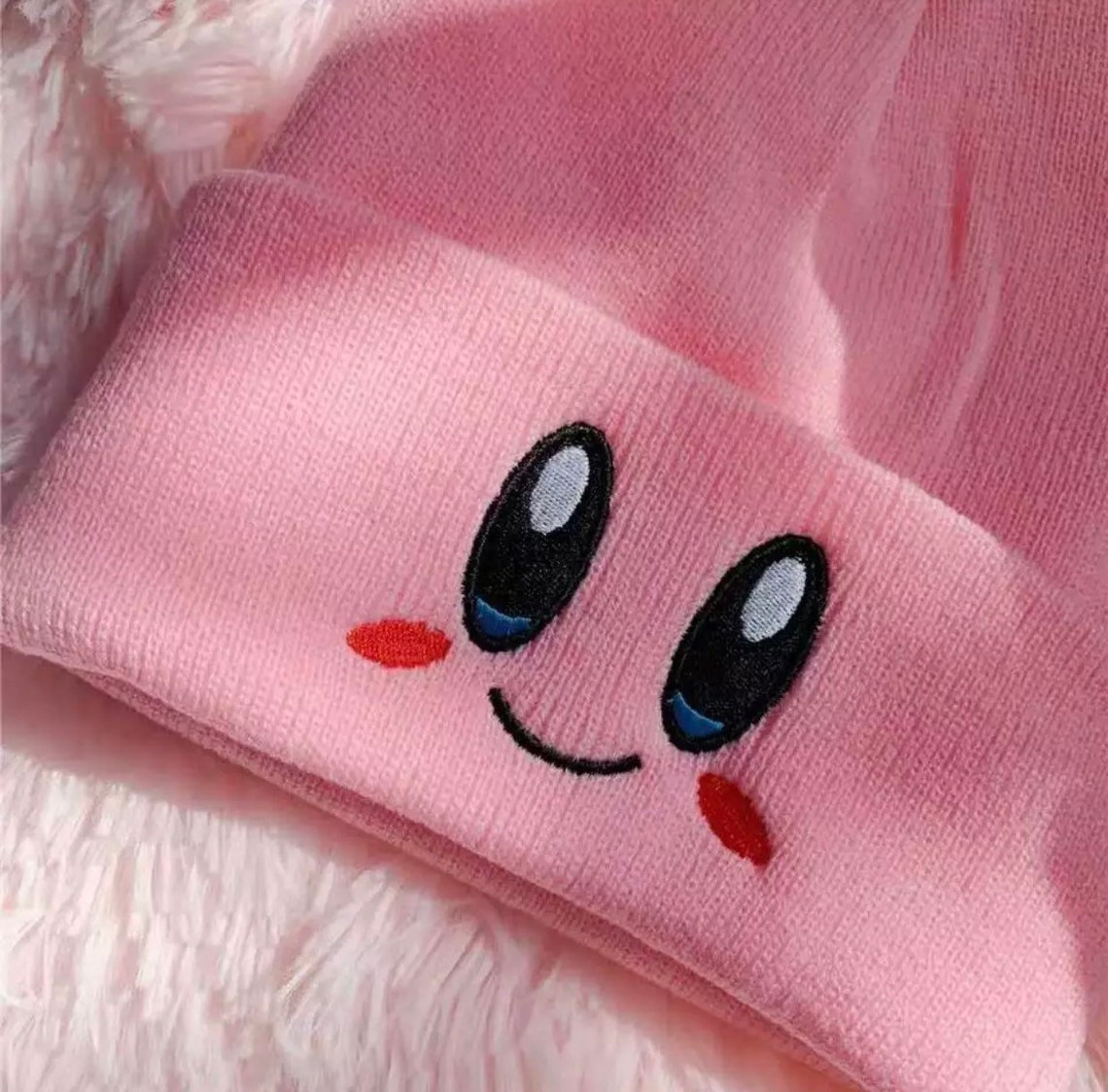 Kirby Beanie Custom Kirby Knitted Hat | Etsy