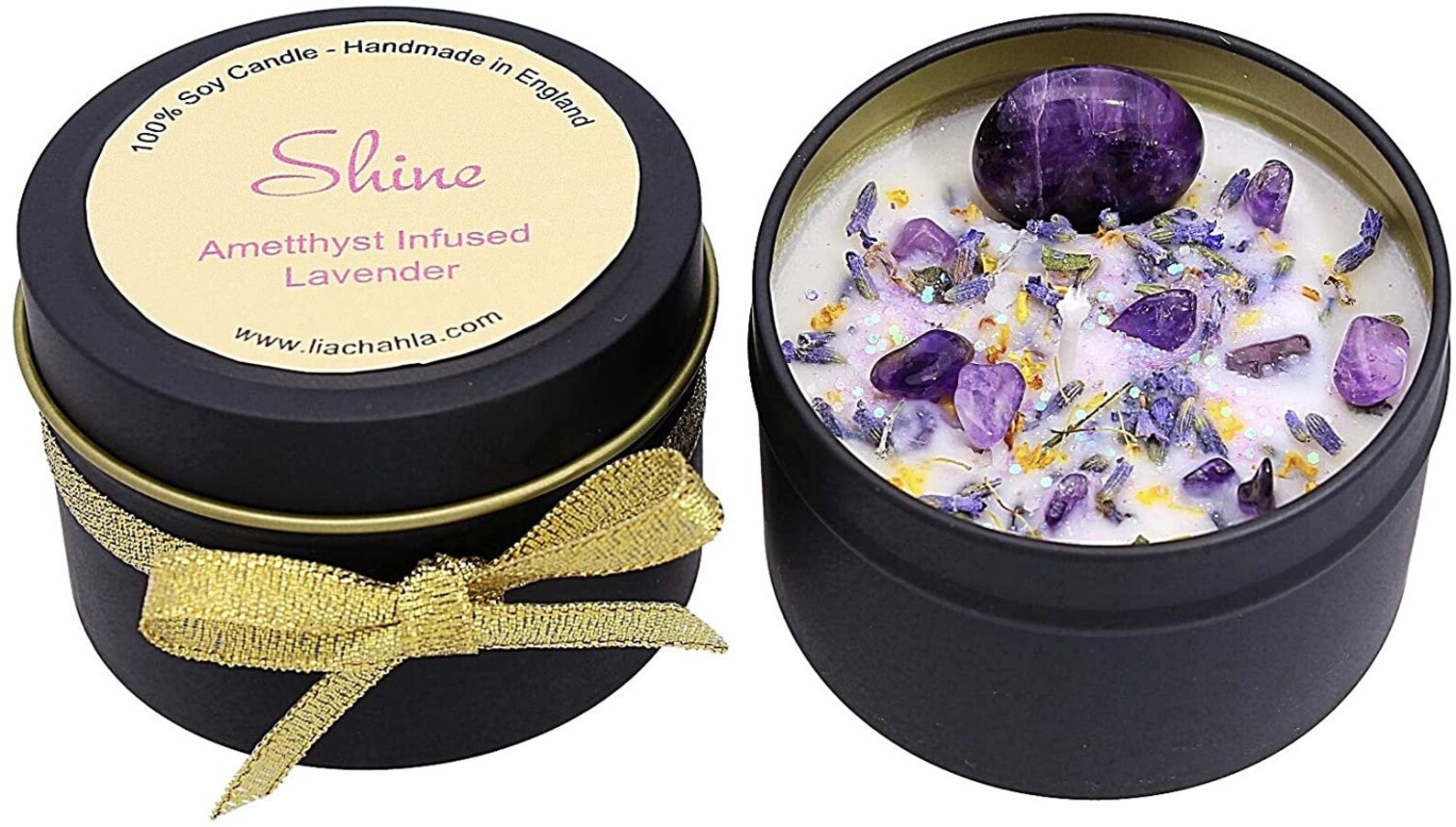 Crystal Candle Amethyst Candle with Crystals Lavender Candle Etsy