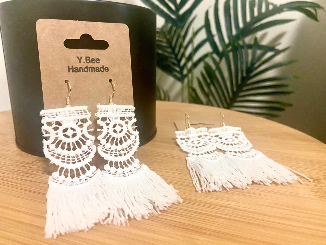 White Dress Earrings limited edition Etsy