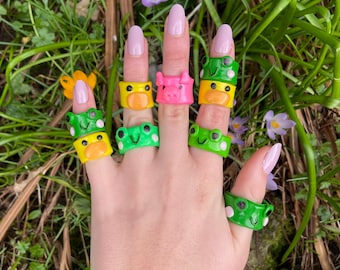 Handmade Polymer Clay Animal Ring, Cute Chic Statement Ring