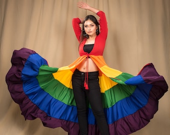 Rainbow Tiered Shrug  for Womens, Long Shrug For Women, Rainbow Dress, Pride Dress, Multicolored Shrug