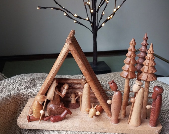 Polish Nativity Set Hand Made Vintage, Folk Art, Tabletop Nativity