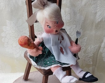 Vintage Annalee Doll, Girl Eating Meal