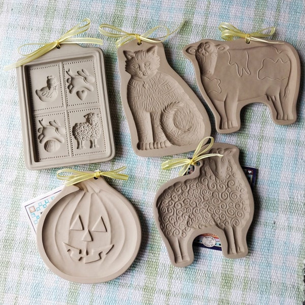 Vintage Brown Bag Cookie Art And Other Mold, Sheep, Jack O'Lantern, Cat, Cow