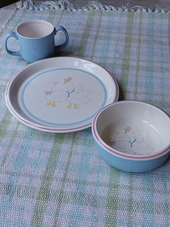 Vintage Mikasa Child's Ceramic Dinnerware Set Feathered Friends - Etsy
