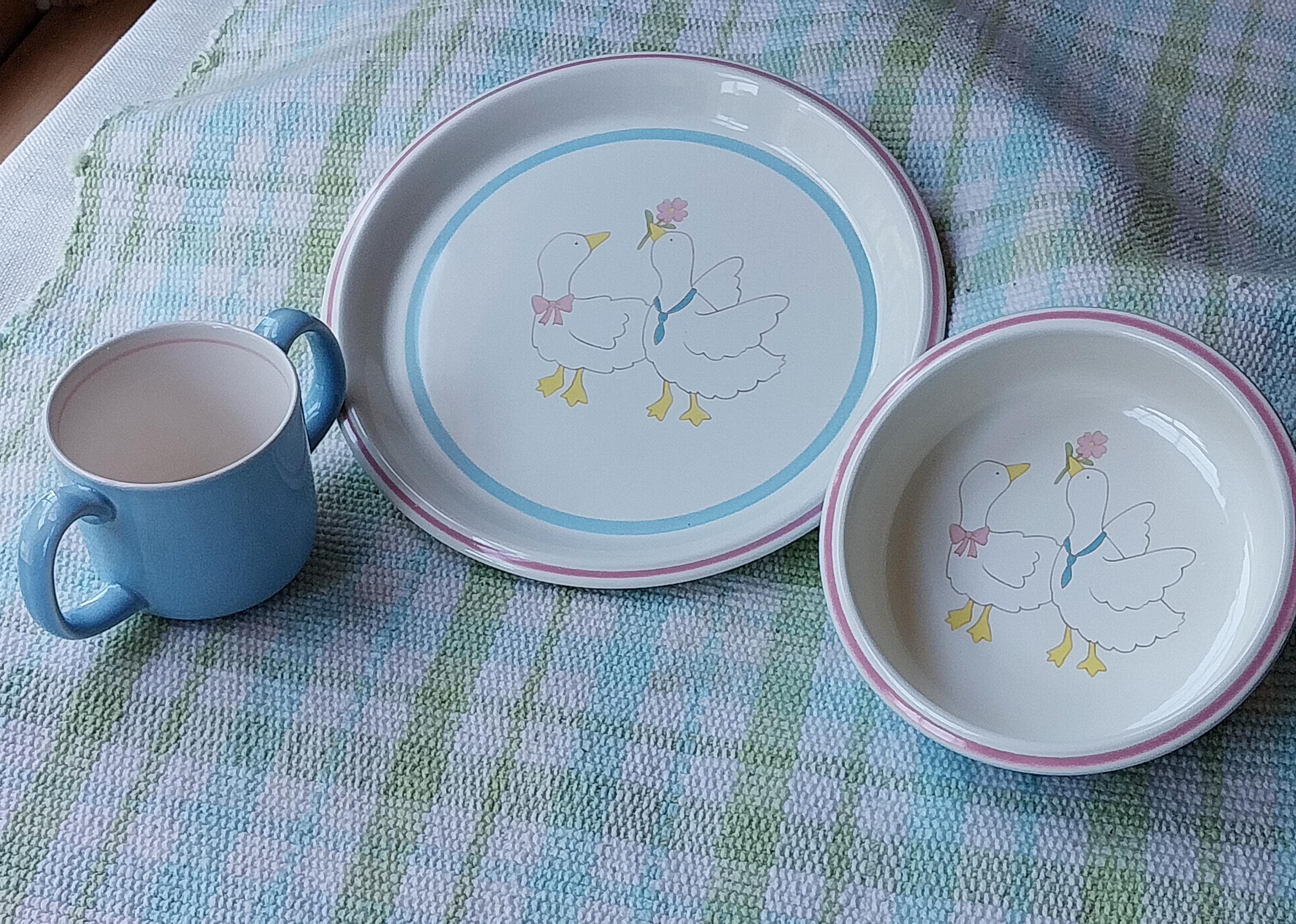 Vintage Mikasa Child's Ceramic Dinnerware Set Feathered Friends - Etsy