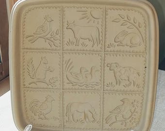 Vintage Brown Bag Cookie Art Shortbread Pan Large Molds, Hearts, Floral, Fruits