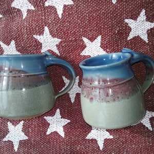 MCM Studio Pottery Mugs Vintage, French Apartment, Thumbprint Mugs