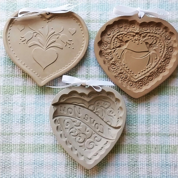 Vintage Brown Bag Cookie Art Molds, Wilton Mold, Hearts, Dovebirds