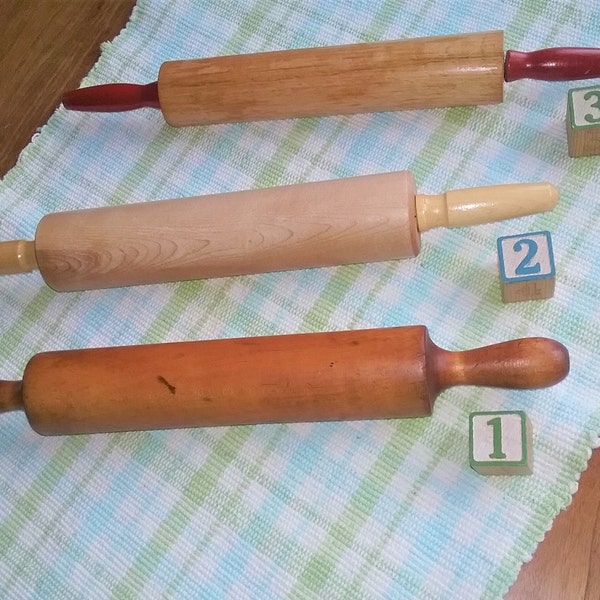 Vintage Farmhouse Wooden Rolling Pins, Rustic Kitchen, Grandma's Pies, French Country, Farm to Table Accent
