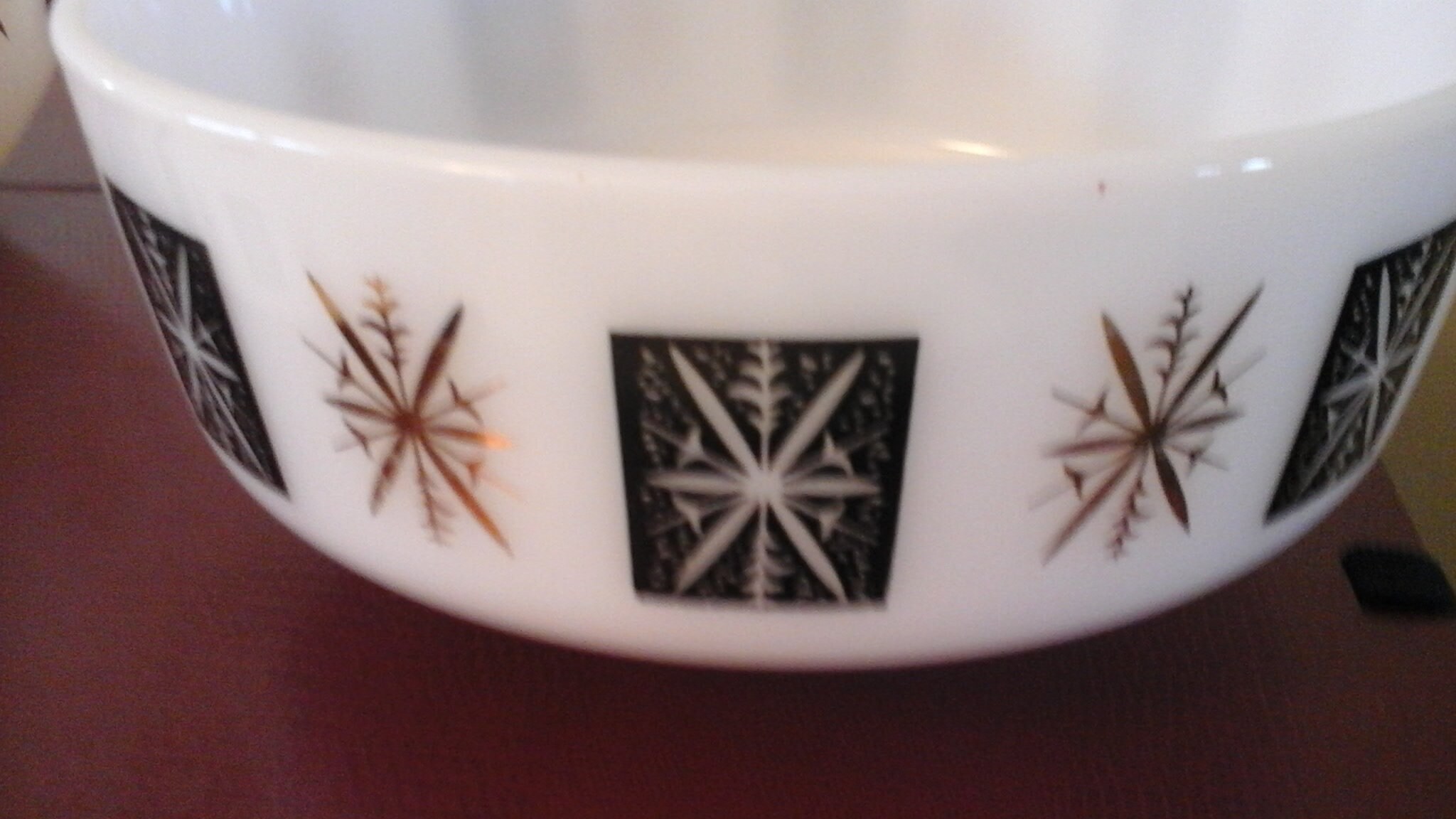 Atomic Starburst Snowflake Federal Milk Glass Bowl Vintage - Etsy