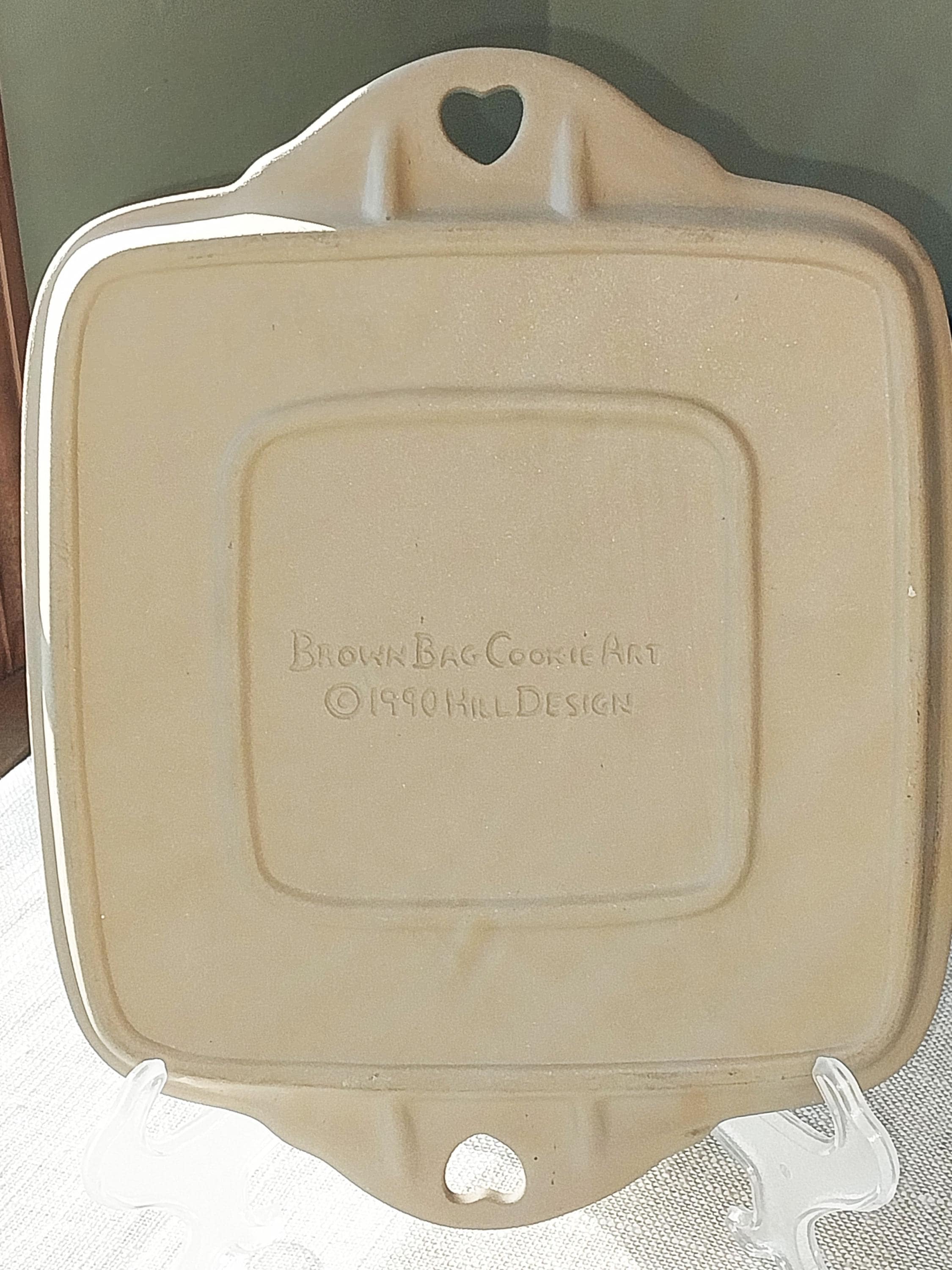 Vintage Brown Bag Cookie Art Shortbread Pan Large Molds, Hearts