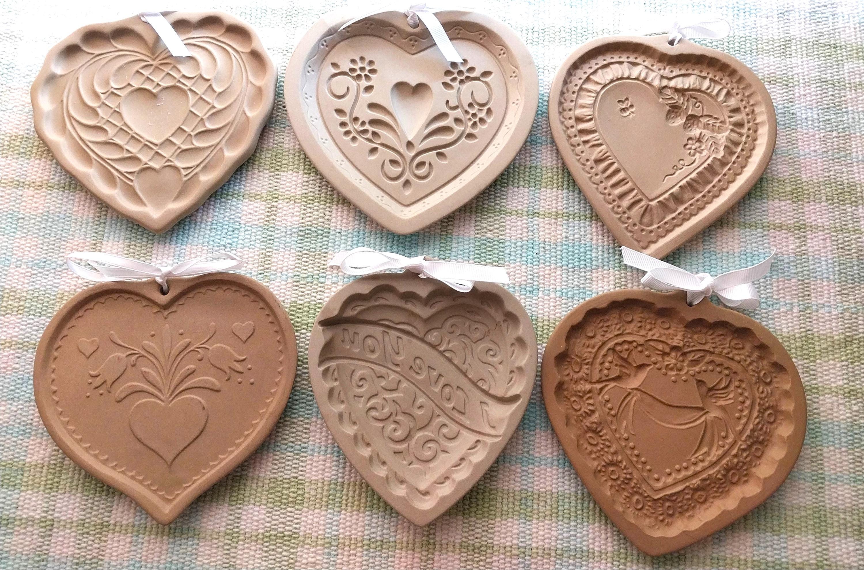 Vintage Brown Bag Cookie Art Molds, Wilton Mold, Hearts, Dovebirds