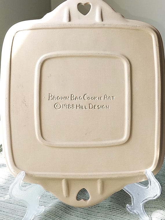 Vintage Brown Bag Cookie Art Shortbread Pan Large Molds, Hearts