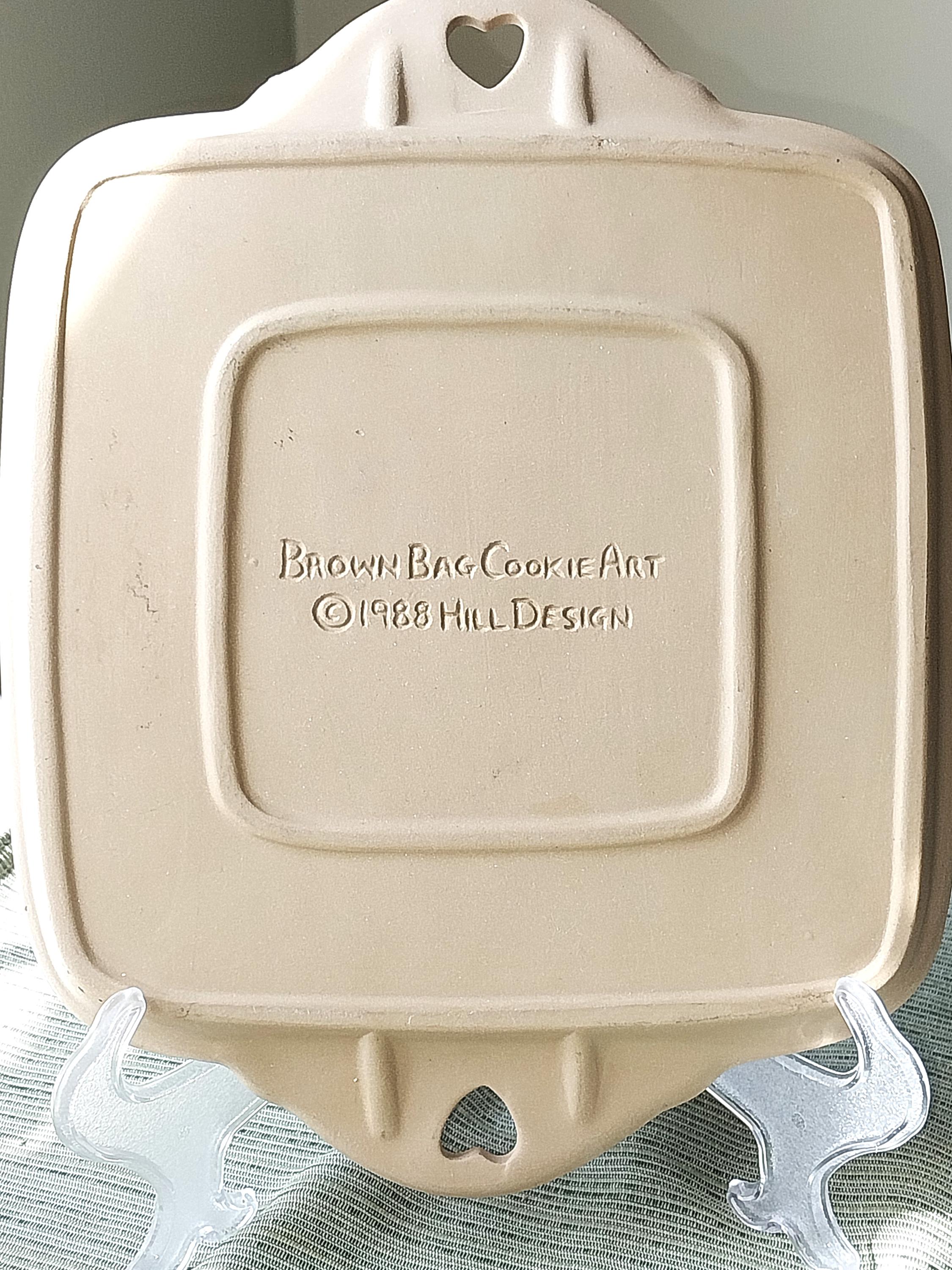 Vintage Brown Bag Cookie Art Shortbread Pan Large Molds, Hearts