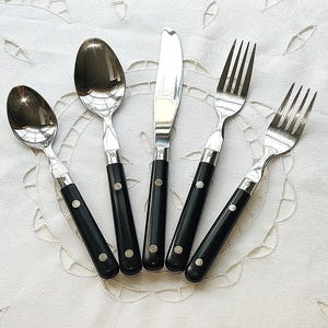 MCM Washington Forge Black Flatware Stainless Mardi Gras Vintage