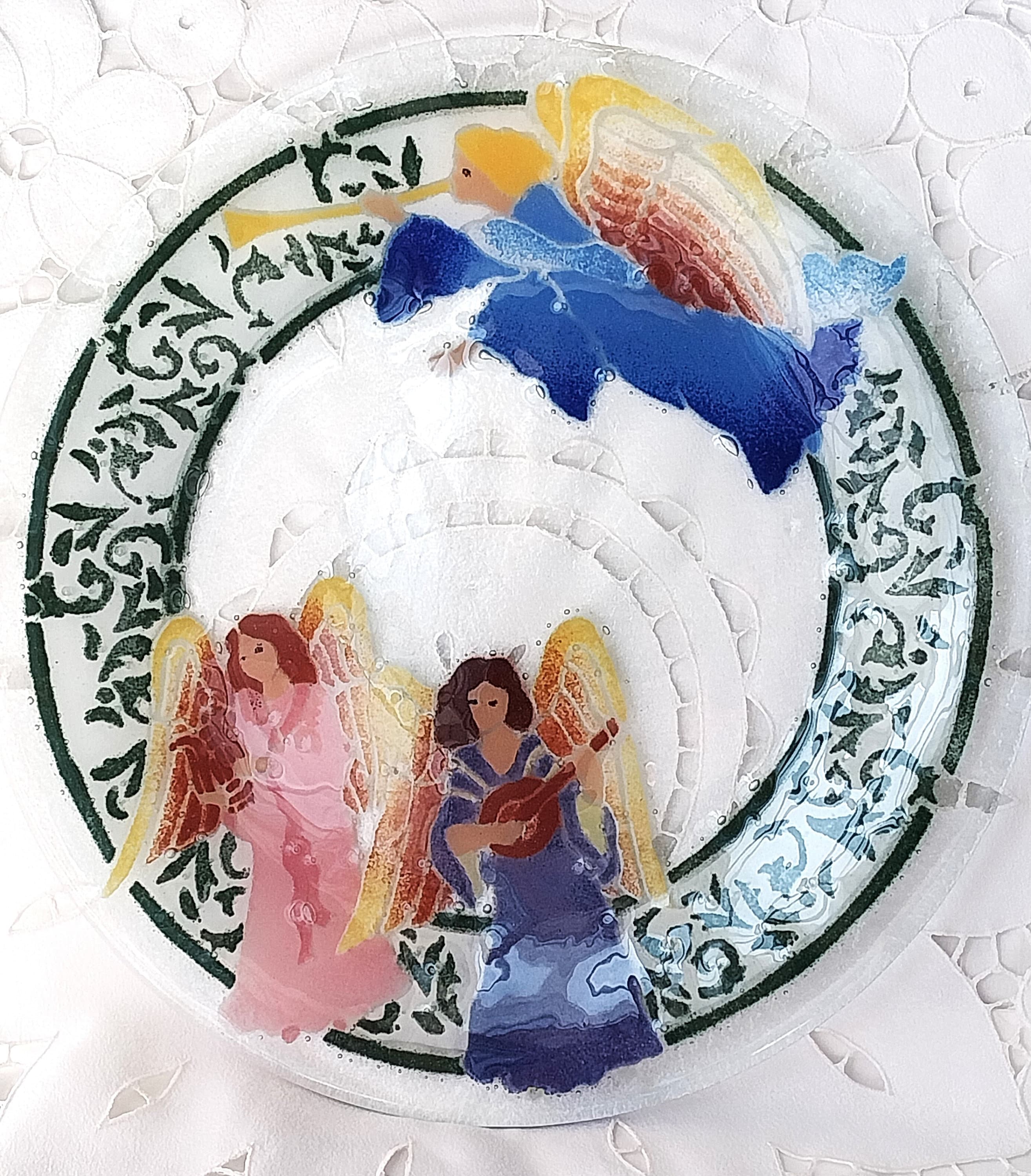 【Peggy Karr】USA  作家  ガラスプレート  大作  サインあり ARTIST PEGGY KARR SIGNED FUSED ART GLASS TROPICAL FISH